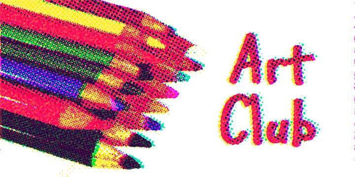 Art Club Font with colorful pencils design