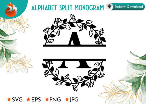 Flora A - Z Alphabet Split Monogram - Free Graphics - Free Digital Files