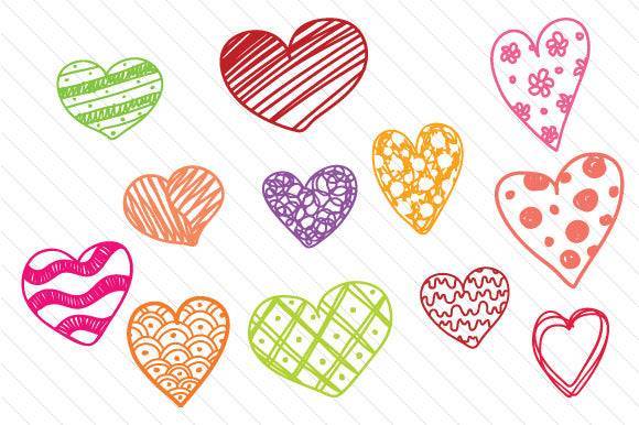 Set of 12 Hand Drawn Hearts - Free SVG Files - Free Digital Files