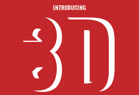 Introducing 3D Font with bold and creative typeface on red background.