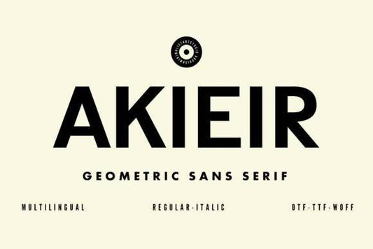 Akieir Font - Geometric Sans Serif Typeface with multilingual support.