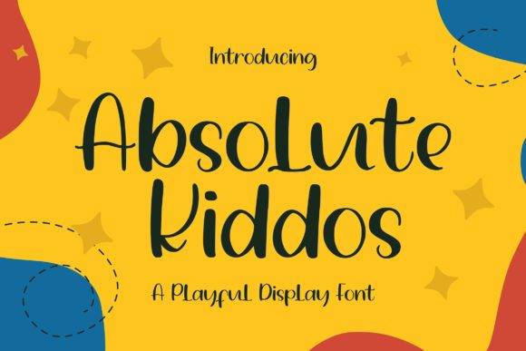 Absolute Kiddos Font - Playful display font with colorful background design.