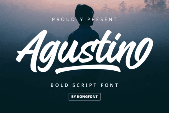 Agustin Font - Bold handwritten script displayed on a misty background.