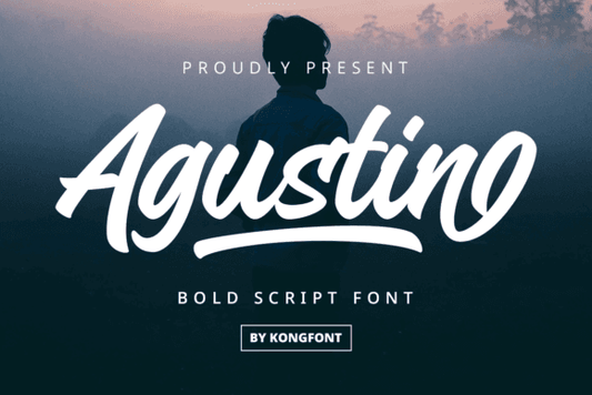 Agustin Font - Bold handwritten script displayed on a misty background.