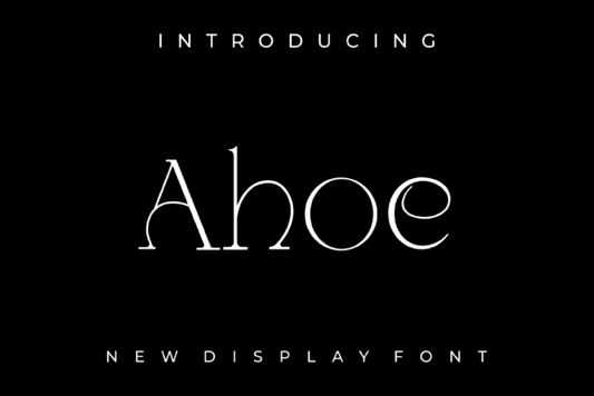 Ahoe Font - Elegant and unique display typeface on black background.