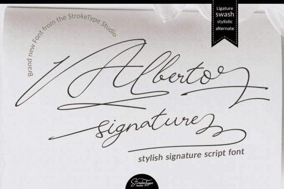 Alberto Signature Font showcasing elegant thin script style.