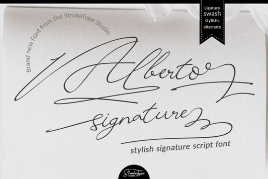 Alberto Signature Font showcasing elegant thin script style.