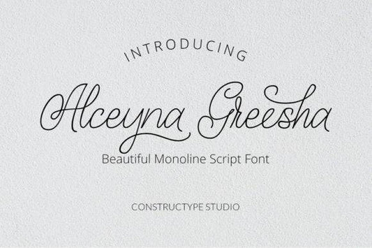 Alceyna Greesha beautiful monoline script font with elegant swashes.