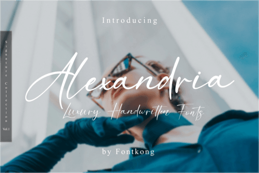 Alexandria Font - Luxury handwritten font with elegant curves, ideal for weddings and packaging.