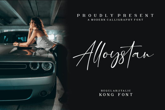 Alloystan Font modern calligraphy typeface with elegant script style.