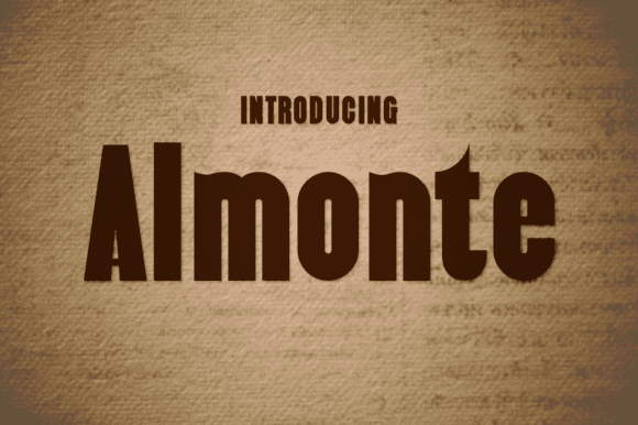 Almonte Font - Vintage sans serif typeface on textured background.