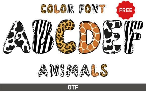 Animals Font with playful animal patterns, free OTF