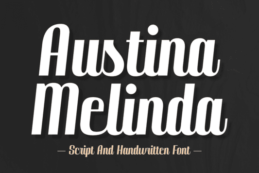 Austina Melinda script and handwritten font display