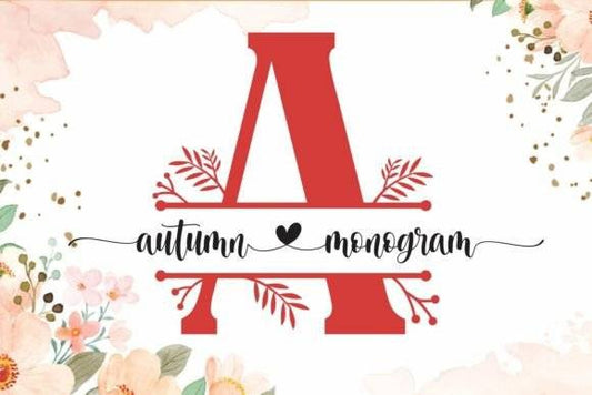 Autumn Monogram Font with floral accents