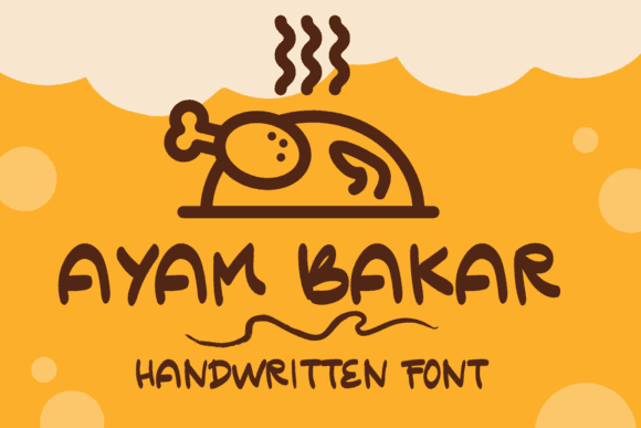 Ayam Bakar handwritten font with chicken illustration