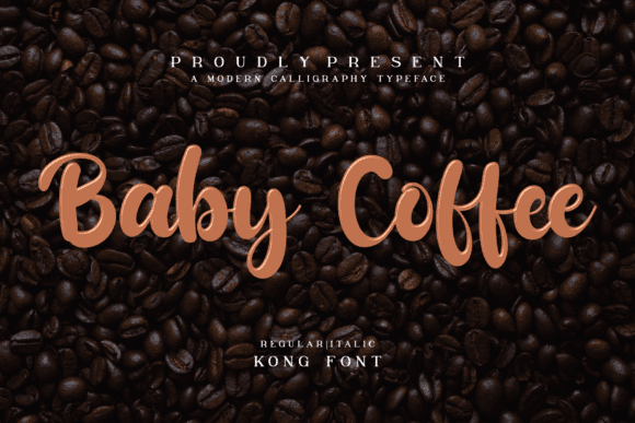 Baby Coffee Font - Playful Script on Coffee Beans Background