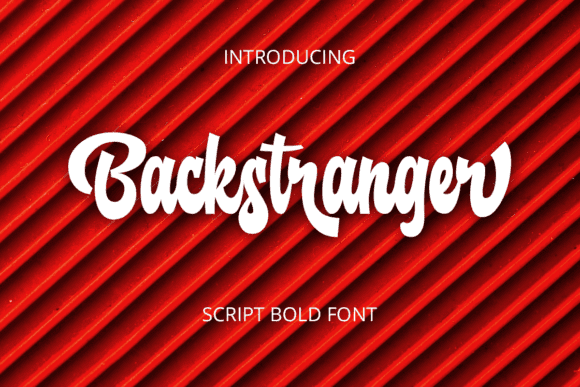 Backstranger Font - Bold Script on Red Background