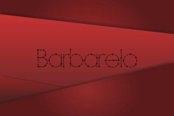 Barbarelo Font with barb wire letters on red background