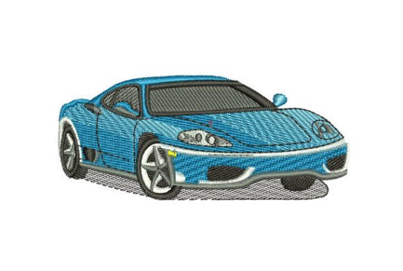 Blue car embroidery design, free digital download