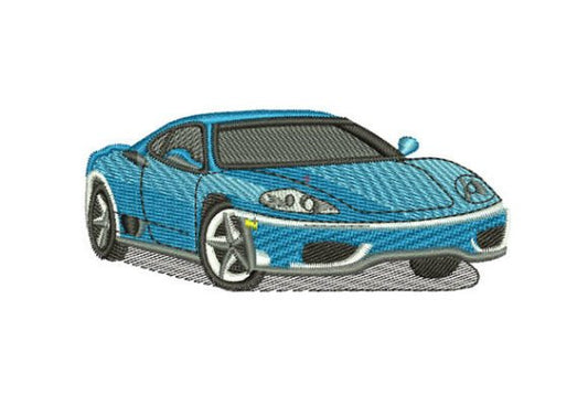 Blue car embroidery design, free digital download