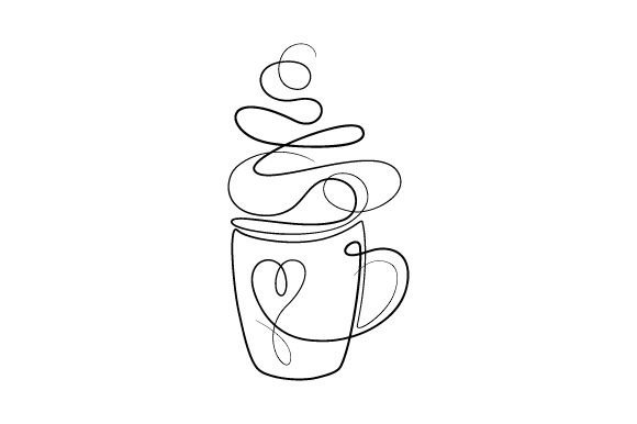 Arte lineal de taza de café