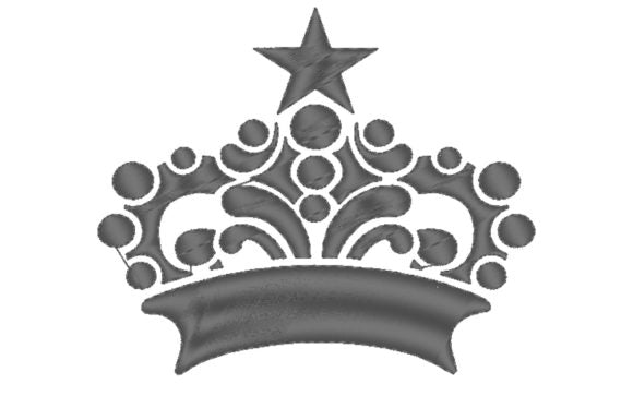 Free crown embroidery design with star detail