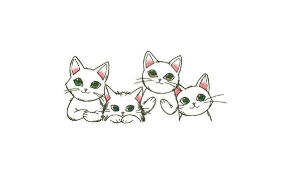 Cute cats embroidery design with four playful kittens