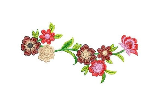 Colorful floral branch embroidery design