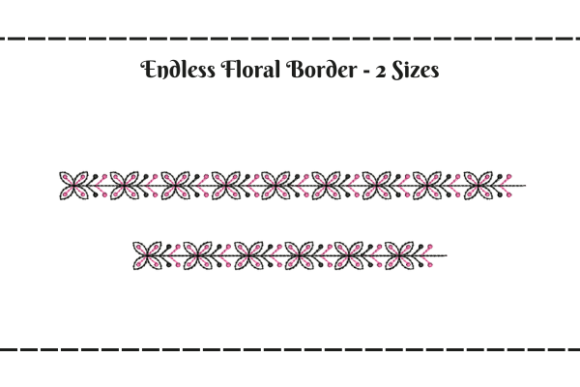 Floral endless border embroidery design in two sizes