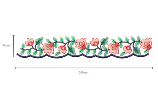 Flower border embroidery design with cutwork