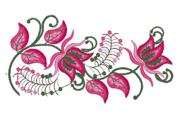 Free embroidery design of pink flower stem pattern