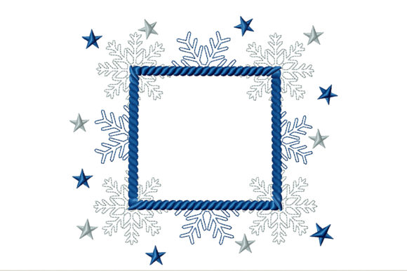 Snowflake monogram frame embroidery design