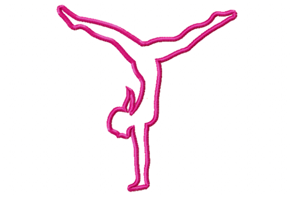 Pink gymnastics applique embroidery design