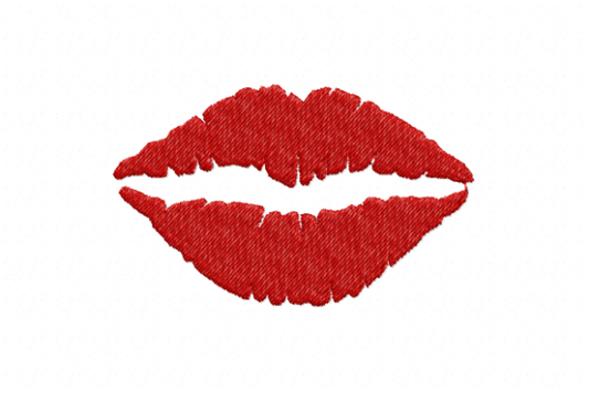 Stylish lips embroidery design in red