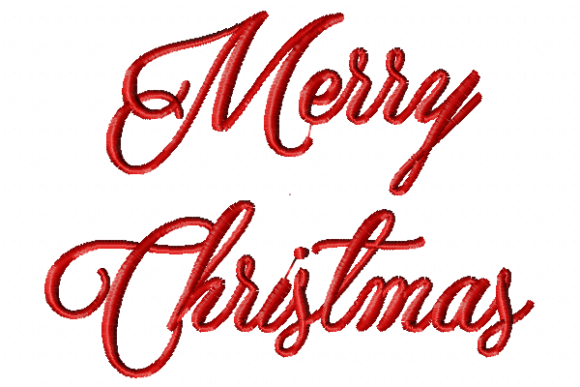 Merry Christmas embroidery design in red script