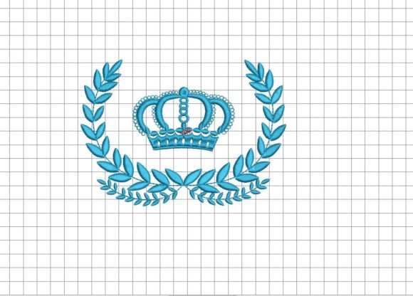 Prince embroidery design with blue crown and laurel