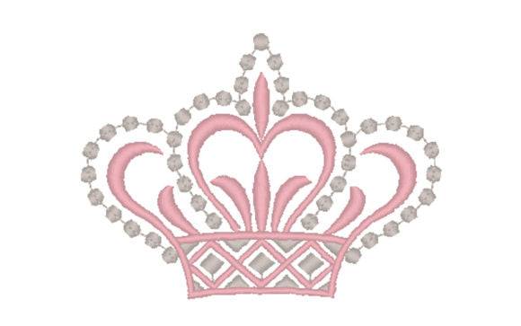Elegant pink and white royal crown embroidery design with intricate details.